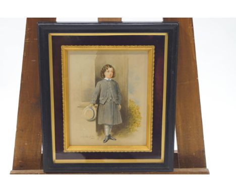 F A Julie, 19th century , Portrait of a young girl, pencil and watercolour, signed and dated 1860, lower left, 24cm x 19cm