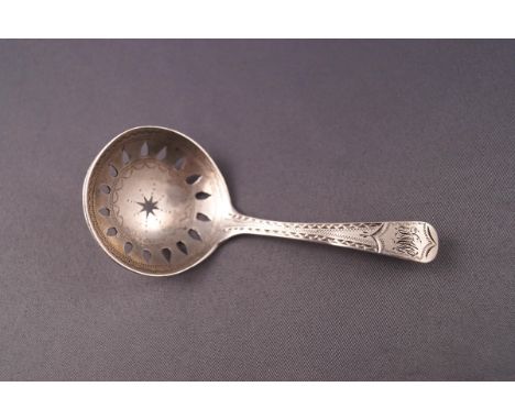 A Regency silver pierced caddy spoon, London 1801, by Alice and George Burrows, 10 grams