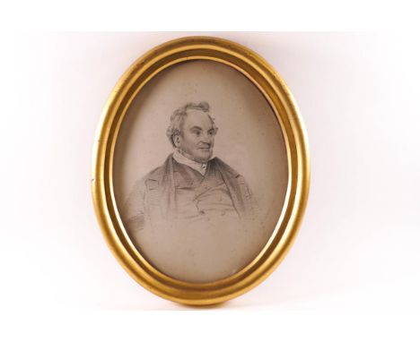 Victorian School, Portrait of a Gentleman, lithograph, 29cm x 22.5cm, in oval gilt frame
