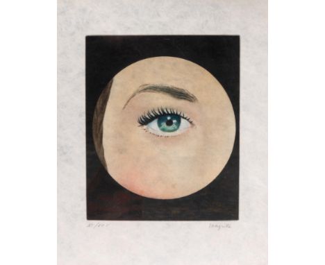 René Magritte (1898-1967) L'oeil' etching, aquatint in colors. Stamp signature, Printed by Atelier Georges Visat, Paris, 1968