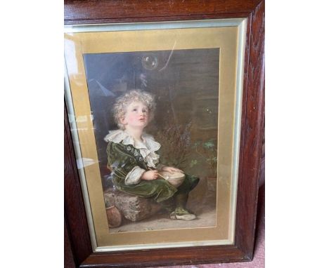 Large Bubbles print in old frame
