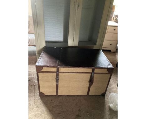 Large Leather and Hessian effect Storage trunk (furniture not travelling) very good condition 