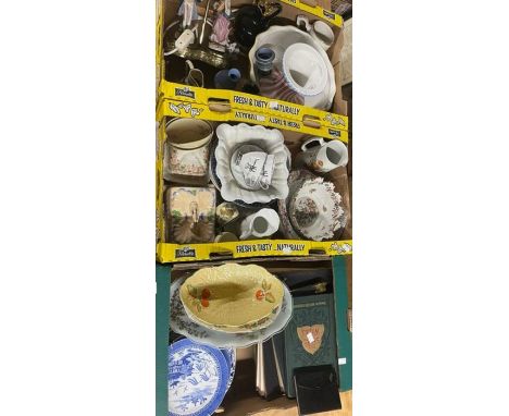 Selection of washing jugs and bowls, some damage, plus a Boots ceramic bed pan style comode&nbsp; plus four boxes of ceramics