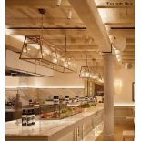 OFFICINA CIANI High-End Italian Triple-Lamp Commercial Brass & Glass Lantern Pendant Light