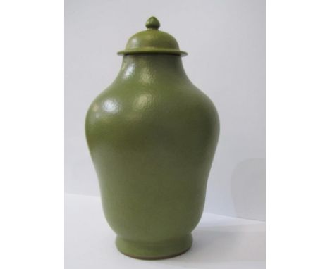 ORIENTAL CERAMICS, Chinese lidded celadon glazed jar &amp; cover with impressed base seal mark, 29cm height 
