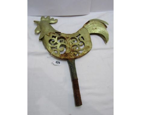 FOLK ART, gilt metal cockerel weather vane, 46cm height 