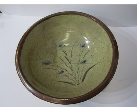 BERNARD LEACH, 29cm diameter deep centre bowl, signed &amp; impressed mark to base (basic restoration) 
