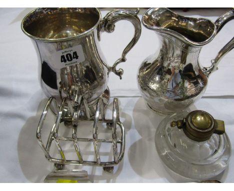 SILVERPLATE, Victorian silverplated soup ladle, Georgian design tankard, condiment spoons, cutlery, cheese scoop, etc 