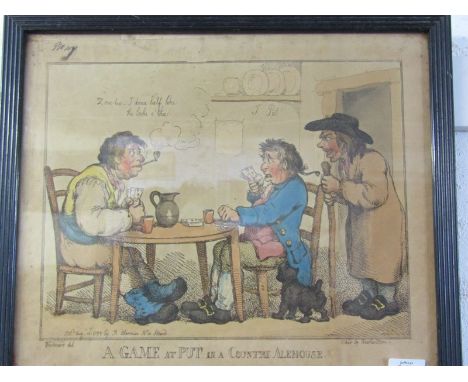 SCHOOL OF GILLRAY, pair of hand coloured caricature engravings, "A Game at Put in a Country Ale House" and "Twopenny Cribbage