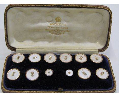 FINE SET OF COLLAR STUDS in fitted box, retailed by Carrington &amp; Co, to His Majesty the King and Her Majesty Queen Alexan