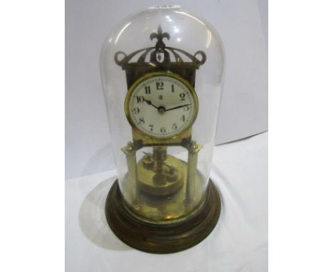 CLOCK, a glass domed 400 day platform pendulum mantel clock, 28cm height 