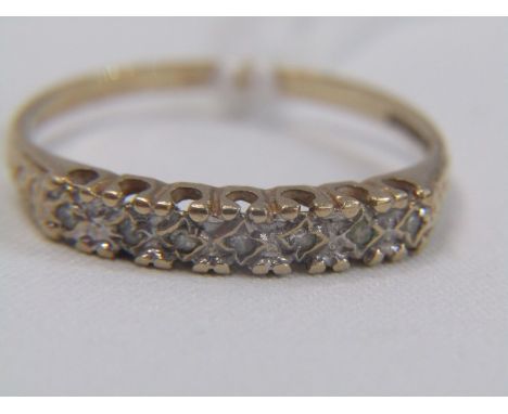 HALF ETERNITY RING, 9ct yellow gold and diamond half eternity ring, size R 