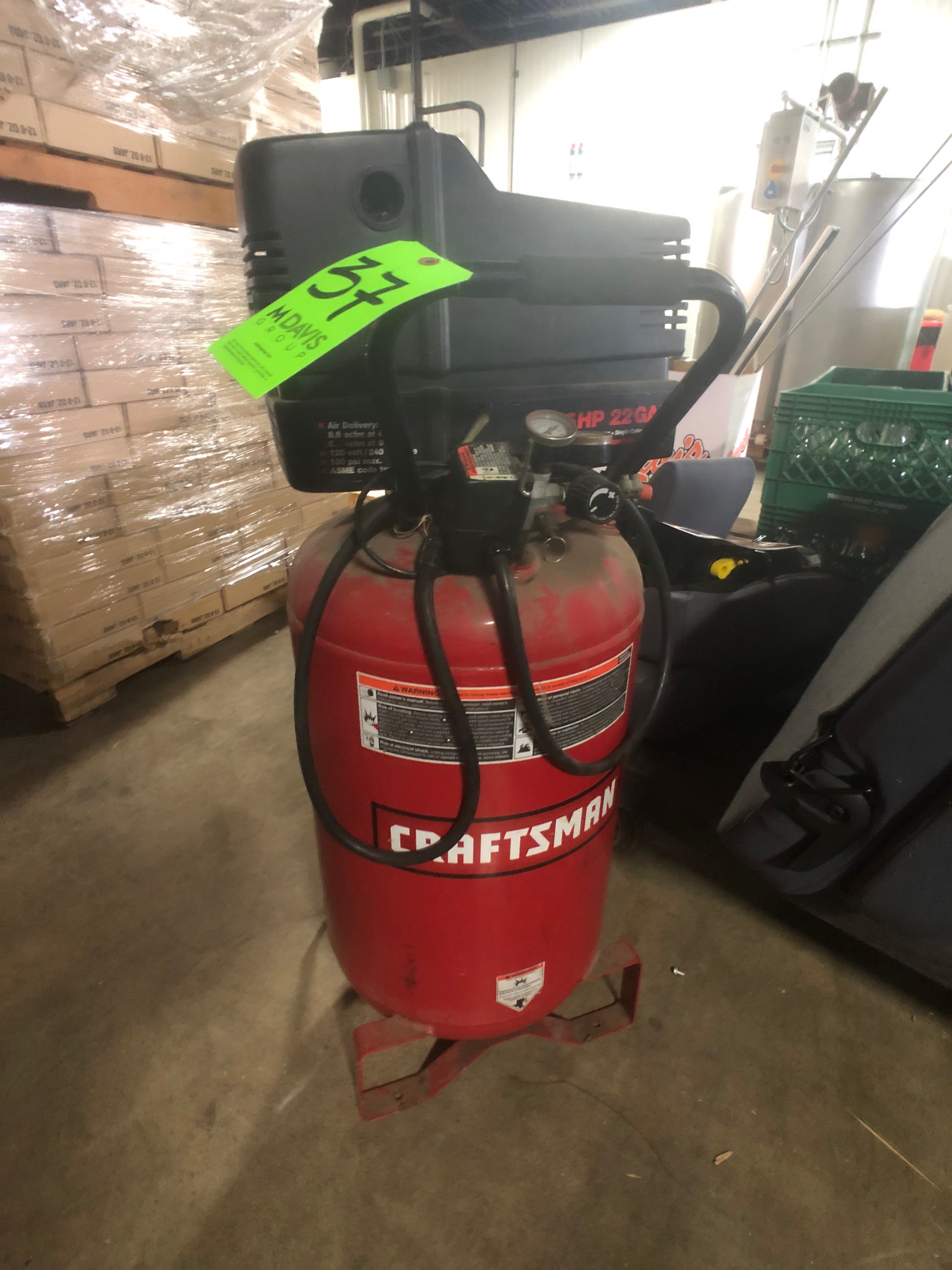 Craftsman 5 HP 22 Gallon Oil Free Air Compressor, Model 919.1652, 130