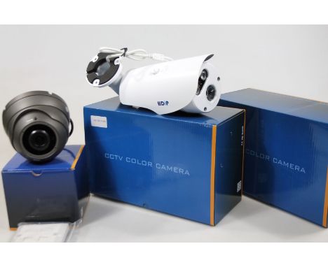 A CCTV colour camera set, partially boxed, various other associated equipment. (a quantity)