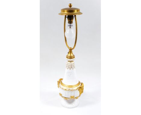 A 20thC Royal Copenhagen Neo Classical design table lamp, no. 414/11537, with gilt highlights and modern electrical feature, 