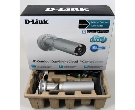 A boxed D-Link outdoor day/night IP camera DCS-701OL.  