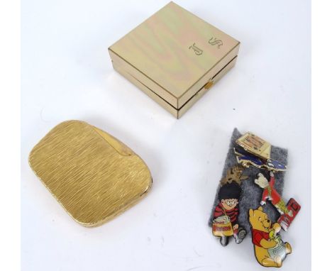 Various enamel pin badges, to include Rupert MD, 3cm high, Dennis the Menace, Robertsons Jam, Winnie the Pooh, etc., a plated