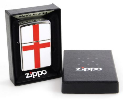 A Zippo flag of St Georges lighter, 6cm high, with paperwork. (boxed)