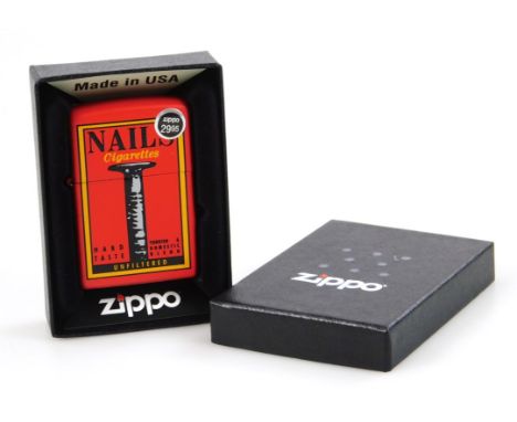 A Zippo Nails Cigarettes Advertising lighter, 6cm high. (boxed)