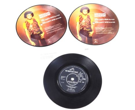 Various 45rpm records, Michael Jackson picture disc You Can't Win and another similar, in associated plastic sleeve, Joe Loss