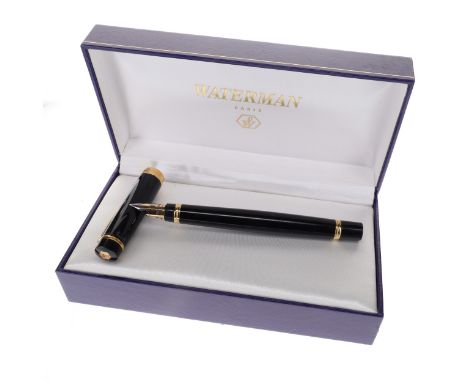 Waterman - Liaison Black Lacquer Cased Fountain Pen, 18ct Gold Nib, In Original Waterman Box. Dip Tested &amp; Writing. The p