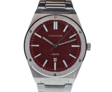 Thomas Earnshaw - Drake Burgundy Steel Watch. Japanese Quartz movement. Reference No. ES-8224.The case is made of stainless s