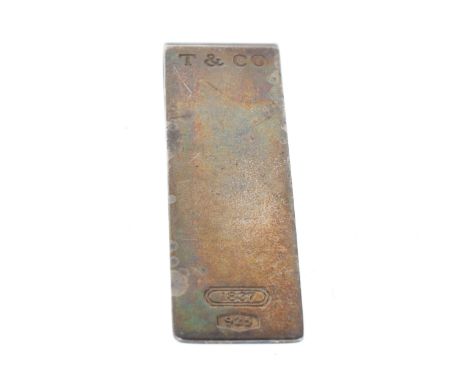 Tiffany & Co. Sterling Silver Gents Money Clip. Visible tarnishing throughout. Stamped .925 Sterling Silver. Approximate leng