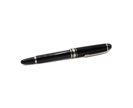 Montblanc - Meisterstuck Black Cased Fountain Pen 14ct White Gold Nib, Platinum Plated Banding and Clip Detail, Serial - VR30