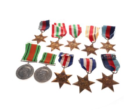 WW2 Medal Collection, consisting of 10 pieces inc. Stars, Italy, Africa, France, and Germany.