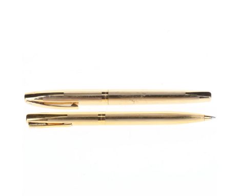 Vintage Sheaffer Imperial Gold Plated Cased Fountain Pen Set with 14ct Gold Nib, Matching Ballpoint (Untested), Sheaffer Box.