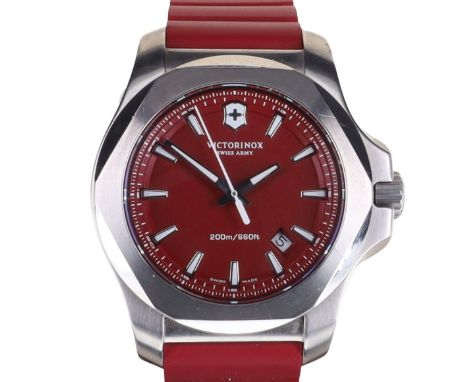 Victorinox Swiss Army - Inox 200m Diver's Quartz Watch. Ronda quartz movement. Case made from stainless steel, red rubber str
