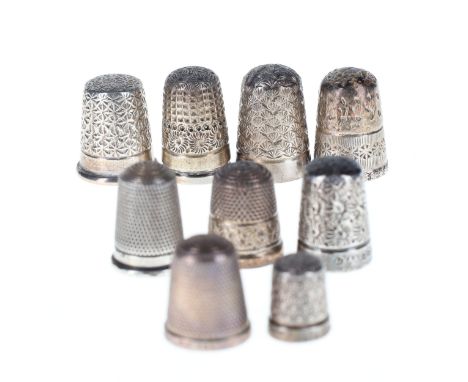 Antique and Vintage Thimble Collection, consisting of 10 items with various designs and styles, including Charles Horner, Vic