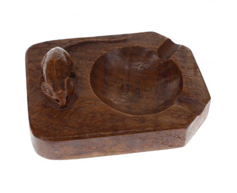 Robert "Mouseman" Thompson Carved Oak Ashtray. The approximate width is 10cm. There is no visible damage but the wood may req