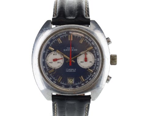 Swiss Emperor - Vintage Hand Wind Chronograph Watch. Valjoux Cal. 7734 17 jewel hand wind chronograph watch. Case made from s