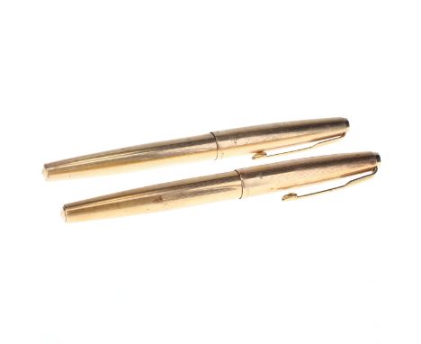 Parker 61 Fountain Pen Pair, 14ct Gold Nibs, Gold Plate Casing. Both pens are Dip tested &amp; Writing. The pens are in good 