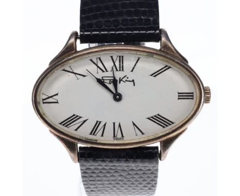 Roy King - Vintage .925 Sterling Silver Dress Watch. Swiss made hand wind movement. Oval case made from .925 hallmarked silve