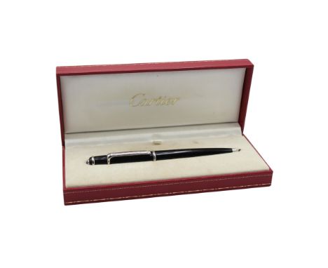 Cartier - Diablo Black Resin Ballpoint Pen / Biro in original Cartier Box, serial - 223049, Writing. The pen has signs of pre