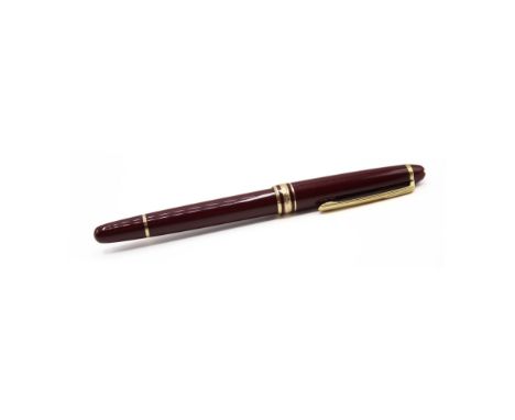 Montblanc Meisterstuck Burgundy &amp; Gold Plated Cased Rollerball Pen, Serial - BI2271731. Untested. The pen has signs of us