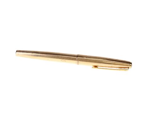 Parker - 65 Gold Plated Cased Fountain Pen, 14ct Gold Nib. Dip tested &amp; Writing. The pen is in good condition with signs 