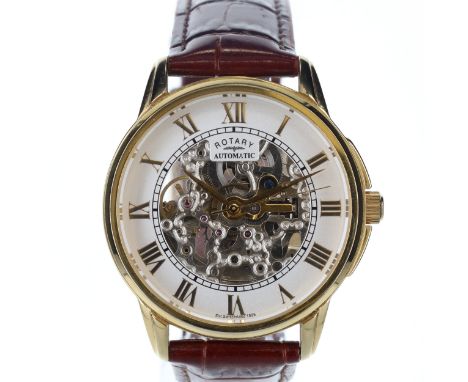 Rotary - Skeleton Gold Tone Automatic Watch. Unsigned Cal. automatic movement. Case back reference code: GS03862/01.Case made