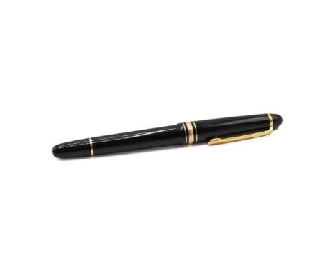 Montblanc - Meisterstuck Black Cased Fountain Pen 14ct White Gold Nib, Gold Plated Banding and Clip Detail. Serial - CY213519