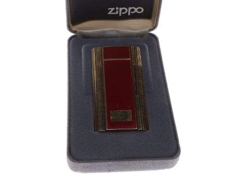 Zippo Contempo Butane Collection Pocket Lighter Red &amp; Gold in Original Box. Lighter has some minor scratches and a good s