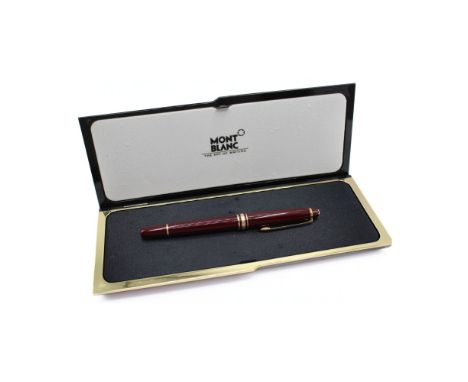 Montblanc Meisterstuck Burgundy &amp; Gold Plated Cased Rollerball Pen, Serial - HC138200. In Original Box. The pen is untest