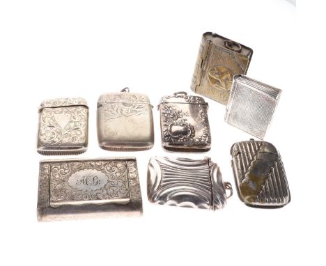 Antique and Vintage Tobacciana Snuff Box &amp; Vesta Collection, consisting of 8 pieces including silver plated, personal eng