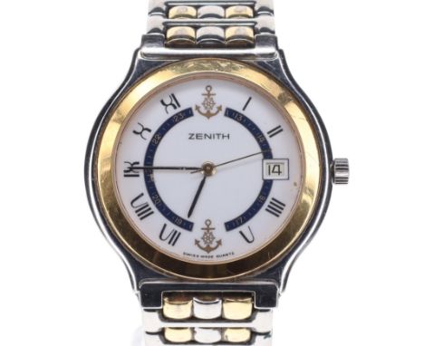 Zenith - Defy Nautical Two Tone Quartz Watch. ETA Cal. 955.414 seven jewel quartz date movement. Case back reference code: 59