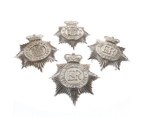 ER.II Police Helmet Plate Collection, consists of 4 pieces inc. Suffolk, West Midlands, Lincolnshire.