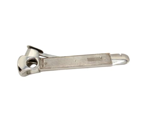 Vintage Sterling Silver Engine Turned Cigar Cutter, Makers' Mark reads as William Manton. Some visible tarnishing to the silv