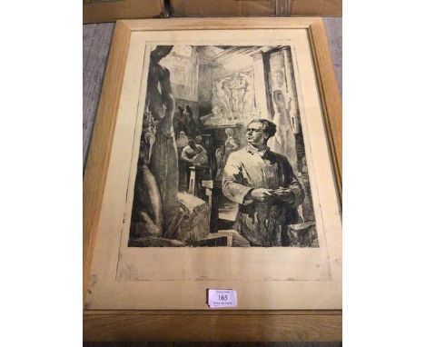Albert Descaris (French, 1901-1988), Portrait of Alfred Janniot 1889-1969, engraving (49cm x 31cm)