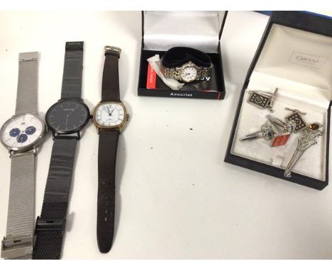 A collection of gentlemen's wristwatches including one marked Danish Design Affute and Timex and a lady's wristwatch and thre