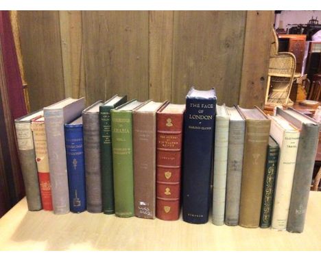 A large collection of books including The Golden Road, an anthology of travel, Arthur Stanley, Portrait of a Village, Frances
